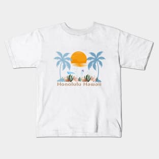 Hawaii Honolulu Paradise Island Sunset Kids T-Shirt